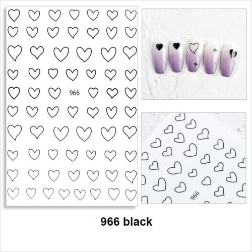 Cute heart nail sticker 3D manicure accessories gold white silver foils manicure tip decoration self adhesive nail decals YJ004