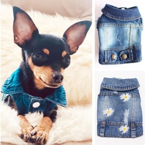 New Designer Small Dog Tshirt Jeans Coat Blank Classic Denim Jacket for Shih Tzu Cowboy Vest for Chihuahua Apparel Drop Shipping
