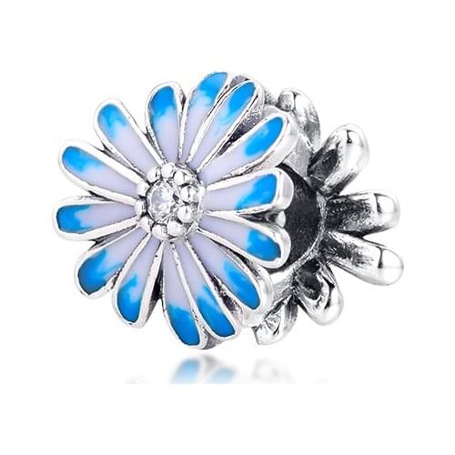 2020 New Flower Blue Charms for Chain Bracelets Women 925 Sterling Silver Jewelry Making