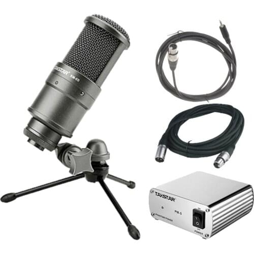 New Takstar SM-8B + PM-5 48V power supply condenser microphone broadcasting recording microphone audio cable st-105 tripod