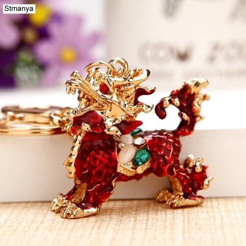 New Women Cartoon Crystal Kirin High Quality Key Holder Bag Fashion Accessories Hot Men Best Party gift Jewelry K2025