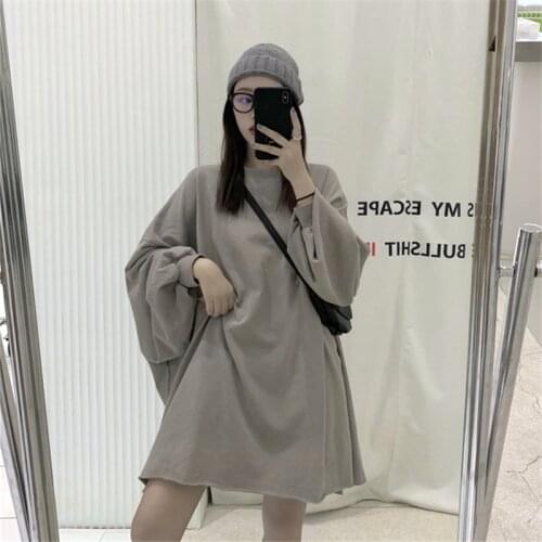 Autumn Beauty High Street Harajuku Gray Black Hoodies New Women Girls Loose Korea Oversized Fashion Hooded Japan Sweatshirts