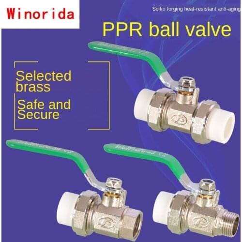 PPR Live Copper Ball Valve Double Head Inner and Outer Wire Valve Switch Main Valve Pipe Fittings