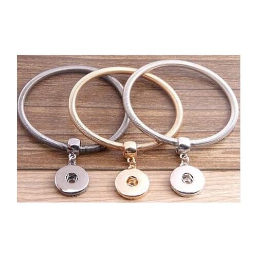SG0148 Fashion Charming silver color/golden/black elastic snap bracelet bangle fit 18MM snap buttons jewelry wholesale