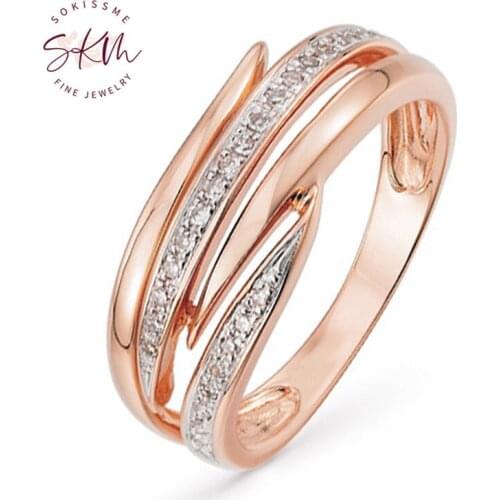 SKM Designer Diamond rings for women 14k 18k rose gold Engagement rings designer Anniversary Luxury Fine Jewelry
