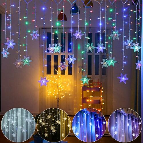 220v 2.2m Led Moon Star Lamp Fairy Curtain Light Christmas Garland String Lights Lamp For New Year Wedding Decoration