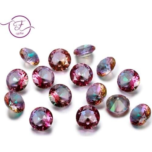 3-8 Ct Cut Mysterious Rainbow Topaz Created Loose Gemstone Round Square Stones for Ring Jewelry DIY Accessories 10 Pcs