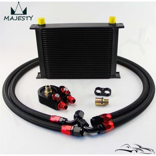 Universal 28 Row 10AN Aluminum Engine Transmission Oil Cooler+filter adapter Kit