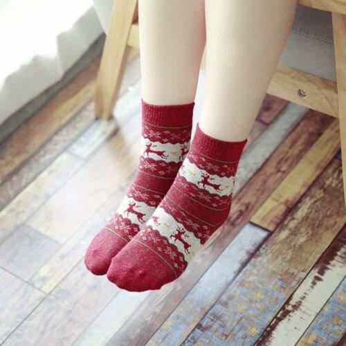 High quality winter vintage thicken warm rabbit wool women socks female patchwork retro thermal cotton sport cycling socks