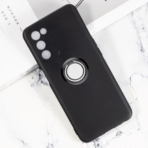 For Oppo A55 5G PEMM00 Back Ring Holder Bracket Phone Case Smartphone TPU Soft Silicone Cover