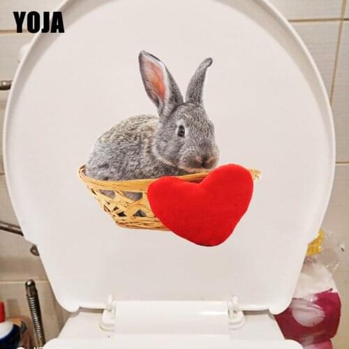 YOJA 22.3×23.7CM Cute Bunny Bedroom Wall Stickers Mural Home Bathroom Toilet Decoration T1-3257