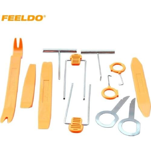 FEELDO 12Pcs/Set Plastic Car Radio Door Clip Panel Trim Dash Audio Removal Pry Repairing Tool #FD2594