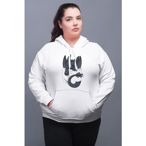 Angemiel Wear Baby Dragon White Women 'S Hooded Sweatshirt