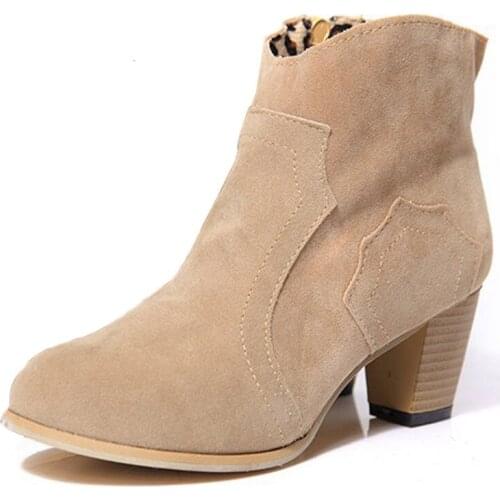 New Fashion Autumn Womens Boots High Heels Women Shoes Faux Suede Ankle Boots Ladies Shoes 3 Colors Botas Mujer XKD2005