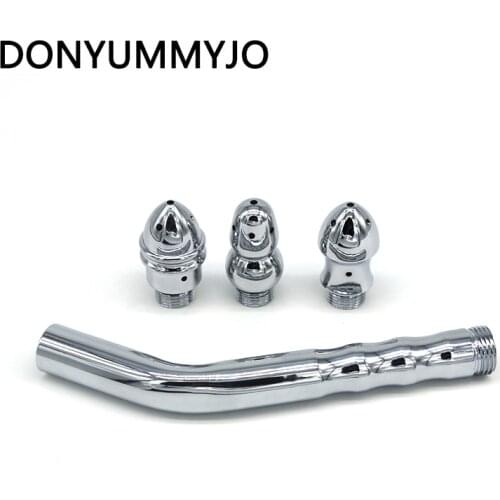 1Pcs Bending type Bidet Faucets Rushed Anal Douche Shower Cleaning With 3 Styles Head Plug Enema Metal Anal Butt Plugs Sex Toys
