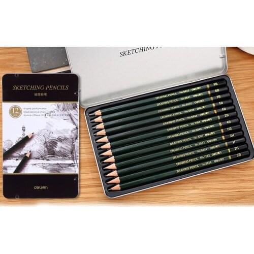 12Pcs/lot High Quality Sketch and Drawing Pencil Set HB H 2H 3H 9B 8B 7B 6B 5B 4B 3B 2B School Art Writing Supply
