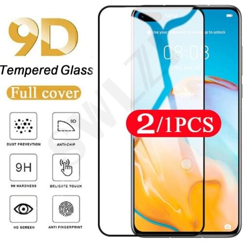2/1Pcs cover film for Huawei P20 P30 P40 lite E tempered glass P smart pro Z S plus 2018 2019 2020 2021 phone screen protector