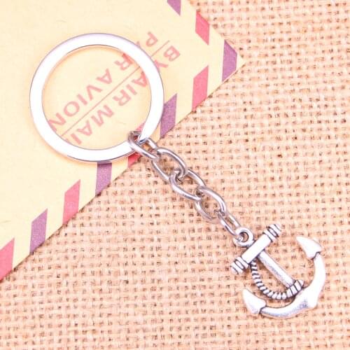 20pcs New Fashion Keychain 22x20mm anchor sea Pendants DIY Men Jewelry Car Key Chain Ring Holder Souvenir For Gift