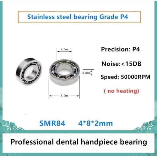 20pcs Dental Handpiece bearing SMR84 4x8x2mm P4 stainless steel ball bearings for 16:1 20:1 planter 50000rpm no heating