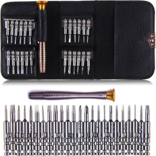 25 in 1 Precision Screwdriver Set Repair Opening Tool Kit with Leather Case for Mobile Phone Small Toy Disassemble Hand Tool Kit