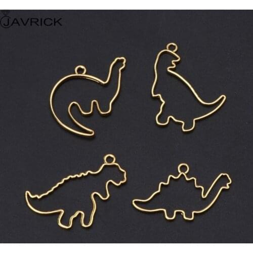 4Pc Cartoon Dinosaur Blank Resin Frame Pendant Open Bezel Setting Jewelry Making