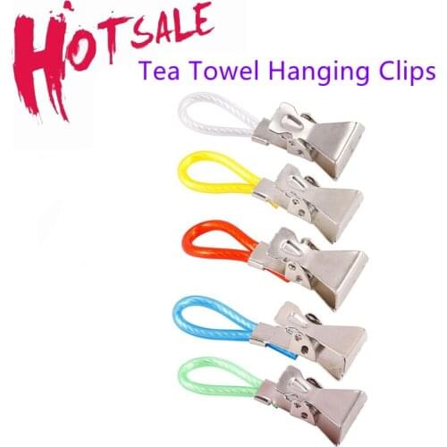 5pc Hanging Clips Tea Towel Hanging Clips Clothespins On Hooks Loops Hand Towel Hangers Hanging Clothes Pegs Bathroom Organizer