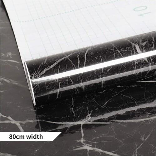 80cm Width Marble Vinyl Self Adhesive Waterproof Wallpaper Contact Paper Wall Stick Film For Walls In Rolls Kitchen Home Decor