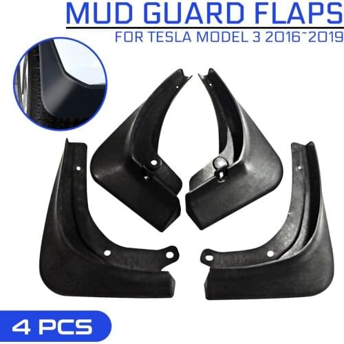Car Mud Flaps 4Pcs/Set Front Rear Mudguard Splash Guards Fender Mudflaps For Tesla Model 3 2016~2019