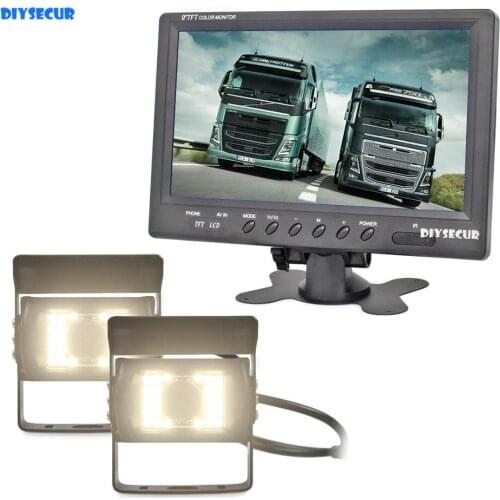 DIYSECUR 9" 4-PIN Car Monitor Rear View Monitor + 2 x Waterproof LED Color CCD Car Camera for Bus Horse Trailer Motorhome