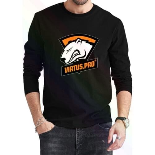 DOTA 2 CSGO Virtus.Pro Logo Classic Black T-Shirt 2021 Newest Summer Mens Long Sleeve Popular Tees Shirt Tops Novel Unisex