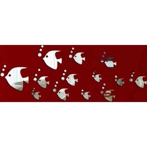 Hot Removable Sea Fish Bubble Wall Sticker 3D Mirror Stickers Mural DIY Decal Home Decor