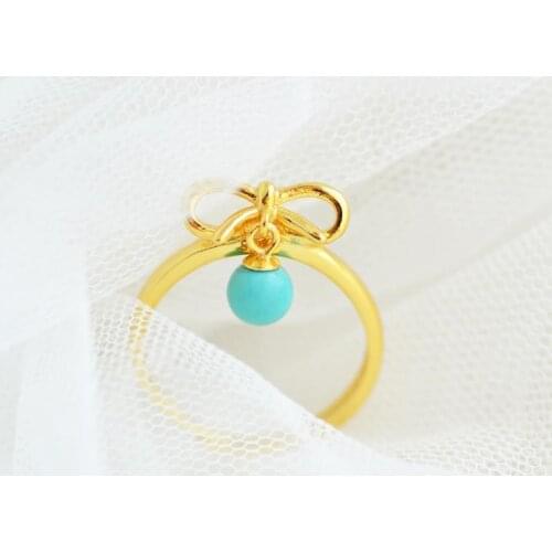 Natural Hetian Jade Turquoise Ring S925 Sterling Silver Bow Tassel Ring Palace Style Vintage Ring Ornament