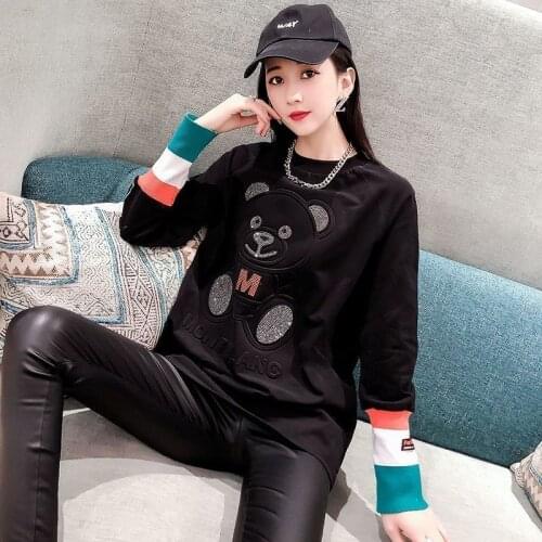 Summer New Style 2021 Korean Loose Lazy Style T-shirt Round Neck Long Sleeve Heart-shaped Cartoon Mid-length Blouse Women