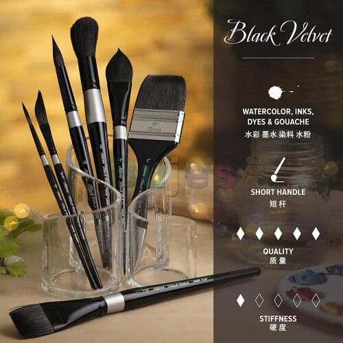 American Black Velvet Squirrel Hair Watercolor Brush Series Travel Brush 3100ST,For Watercolor,Ink,Dye,Gouache Painting Drawing