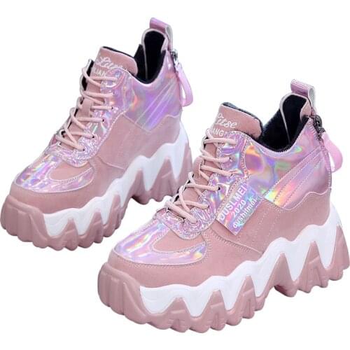 Sneakers Women Spring 2021 Fashion Sequined Cloth Bling Breathable Round Toe Leisure Chunky Women Shoes Tenis Feminino