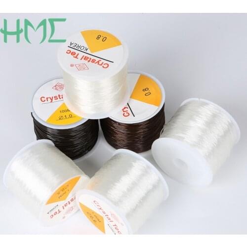 0.5/0.6/0.8/1.0mm Round Elastic Cords Transparent/ Brown Color Crystal Beading Cord String for DIY Necklace Bracelets Sale