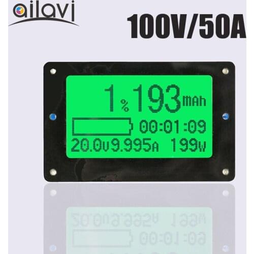 TF02 100V 50A Lead-acid Lithium Battery Capacity Tester Voltage Current Display Coulometer Coulomb Counter
