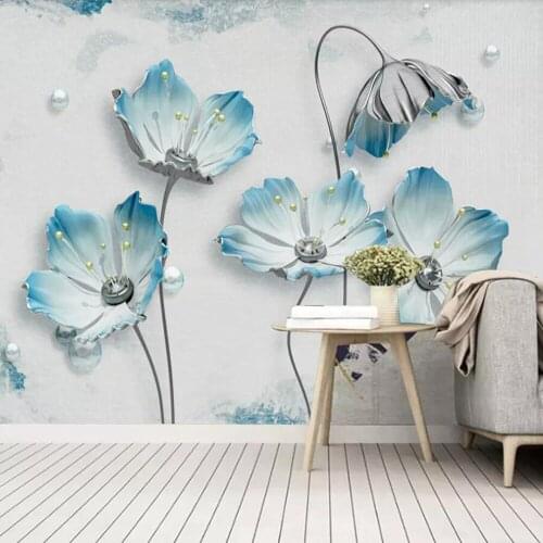 Milofi custom 3D wallpaper mural fresh three-dimensional European jewelry light luxury TV living room background wall painting
