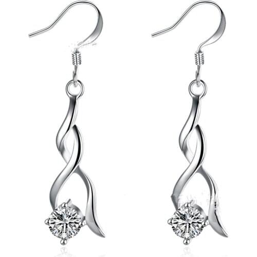 925 sterling silver fashion exquisite twisted zirconium diamond earrings charm trend womens jewelry wedding party gift
