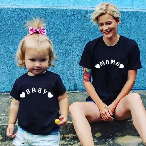 Mommy and Me Clothes Black T shirt Love Mama Baby Family Look Boys Son Outfits Mom Mother Clothes Mother and Daughter Clothes