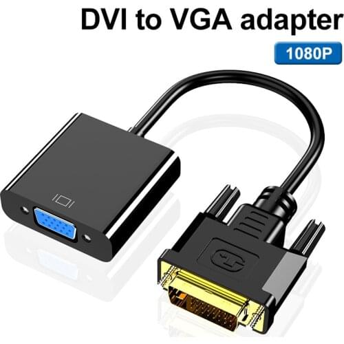 DVI to VGA Adapter Male to Female Full HD 1080P DVI-D to VGA Converter 24+1 25Pin to 15Pin Adapter Cable for PC Computer Monitor