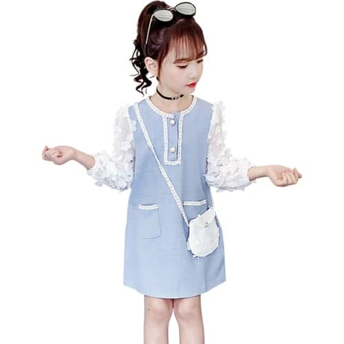 Girl Dresses Patchwork Girls Dresses Appliques Children Party Dress Spring Autumn Childrens Clothing 6 8 10 12 14