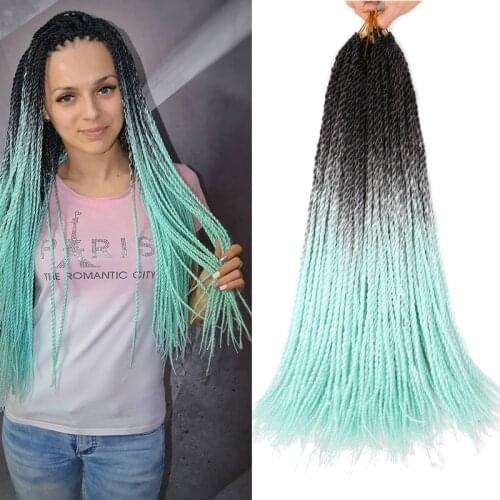 Full Star High Temperature Fiber Ombre Blue Pink Brown Synthetic Hair 20 strands Senegalese Twist Hair Crochet Braids for Women