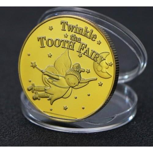 Tooth Fairy Gold Plated 30*3mm Commemorative Coins Creative Kids Tooth Change Gifts