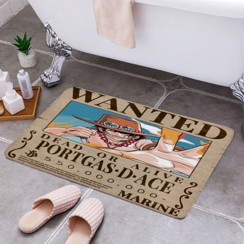 Ace Bounty Wanted Poster 3D Print Doormats Rectangle Non-Slip DoorMat Bedroom Kitchen Entrance Print Door rugs Dropshipping