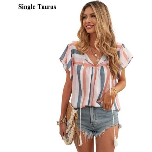 Блузки в полоску Single Taurus China At AliExpress