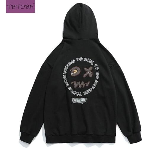 TB TOBE 2021 Fashion hoody with cap with a face cartoon for men and lady unisex oversized hoodie in casual style for teenagers