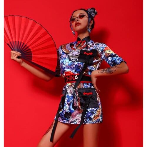 Cheerleader Uniform Jazz Dancewear Summer Teenage Girls Clothing Hip Hop Dancer Outfit Stage Costume Designer Clothes DL8016