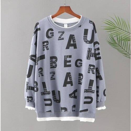 Plus Size Womens High Quality T-Shirt Long Sleeve Round Neck Printing And Dyeing Letter Patterns Fine Cotton Large Size T-Shirt