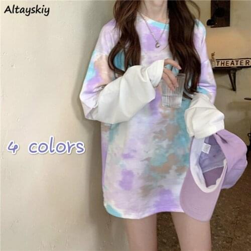 Harajuku T-shirts Women Fake Two-piece Design Ins Hot Sale Purple Teens Streetwear All-match Fall Stylish Retro Femme Tops Tees